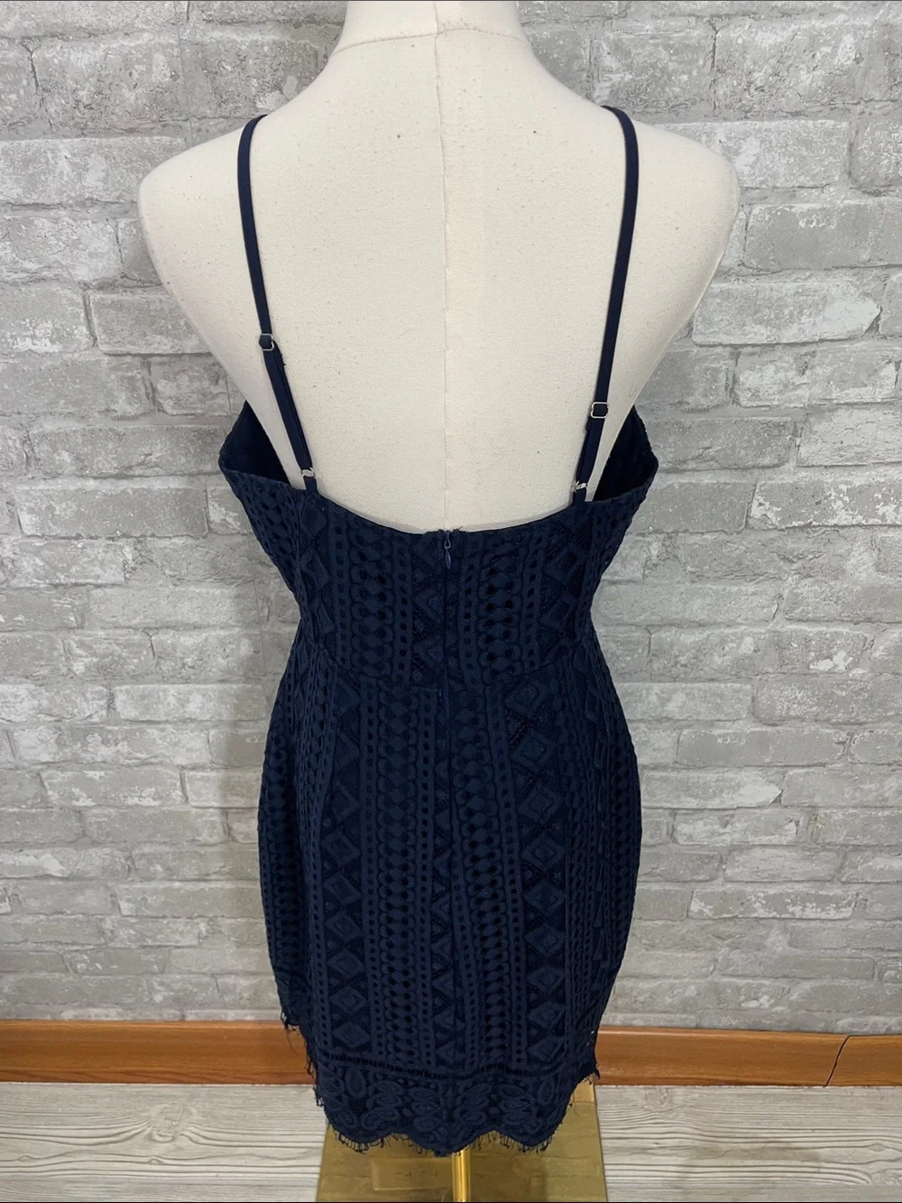 Storia Navy Lace Cutout Mini Dress